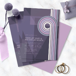 Refined Linjer Geometric Bröllop Violet ID983 Inbjudningar