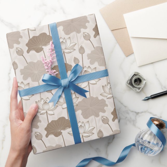 Refined Lotus & Leaves — Calm Minimal Luxury Presentpapper (Gifting)