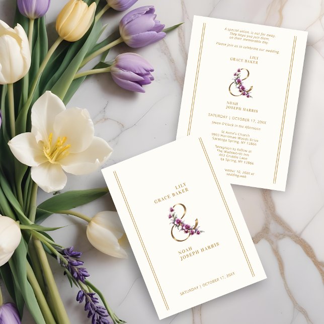 Refined Luxurious Minimalist Floral & Symbol Inbjudningar (Refined Luxurious Minimalist Floral & Symbol Wedding Invitations Cards.)
