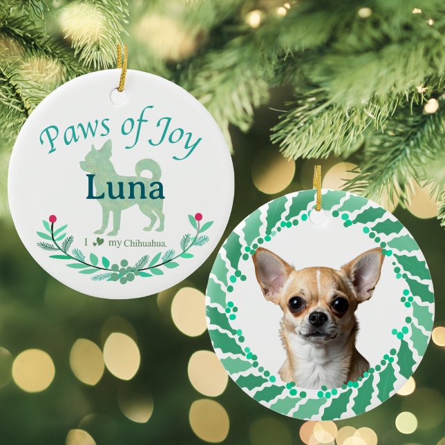 Refined Mint Chihuahua | Personalized Christmas Julgransprydnad Keramik (Skapare uppladdad)