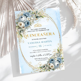 Refined Pastel Blue Gold Eucalyptus Quince Invites Inbjudningar