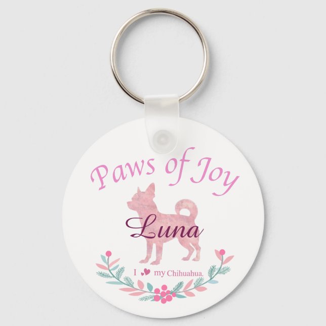 Refined Pastel Pink Chihuahua | Custom Christmas Nyckelring (Framsida)