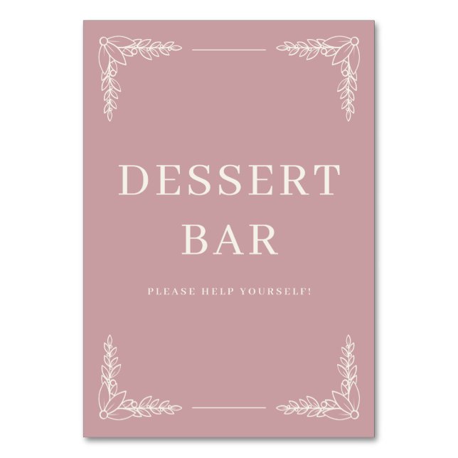 Refined Pink Floral Dessert Bar Bordsnummer (Framsidan)