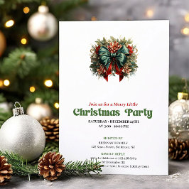 Refined Victorian Christmas bow party invite Inbjudningar