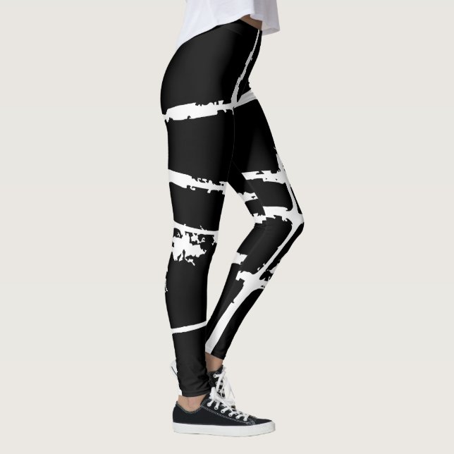 Refined White Light Grunge Modern Dirty Mesh Leggings (Höger)
