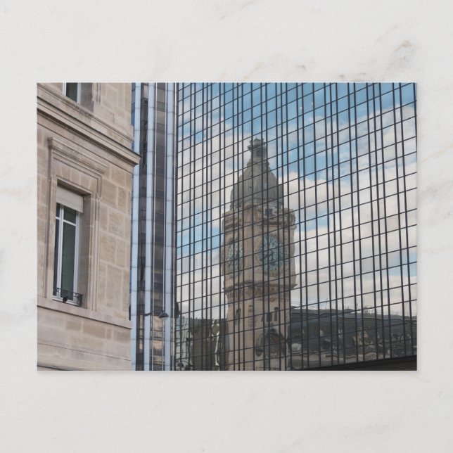 Reflected Gare de Lyon Clock Torn, Paris Vykort (Framsida)