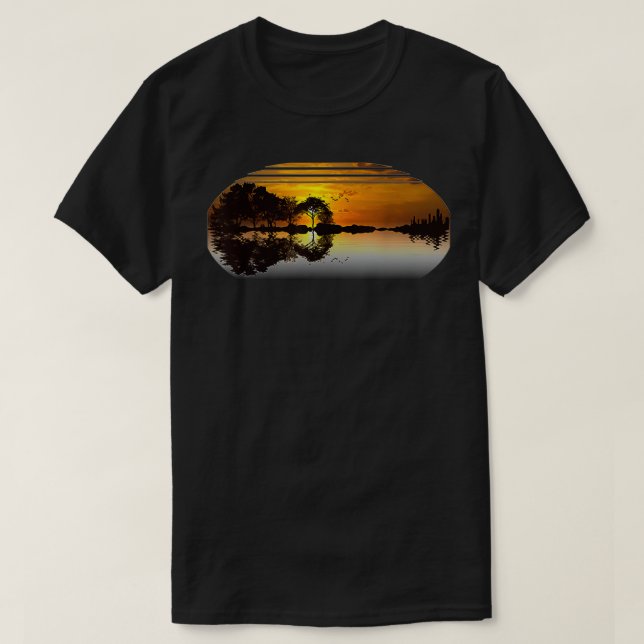 Reflection Speci for Guitar Sunset Himlar Träd Cit T Shirt (Design framsida)