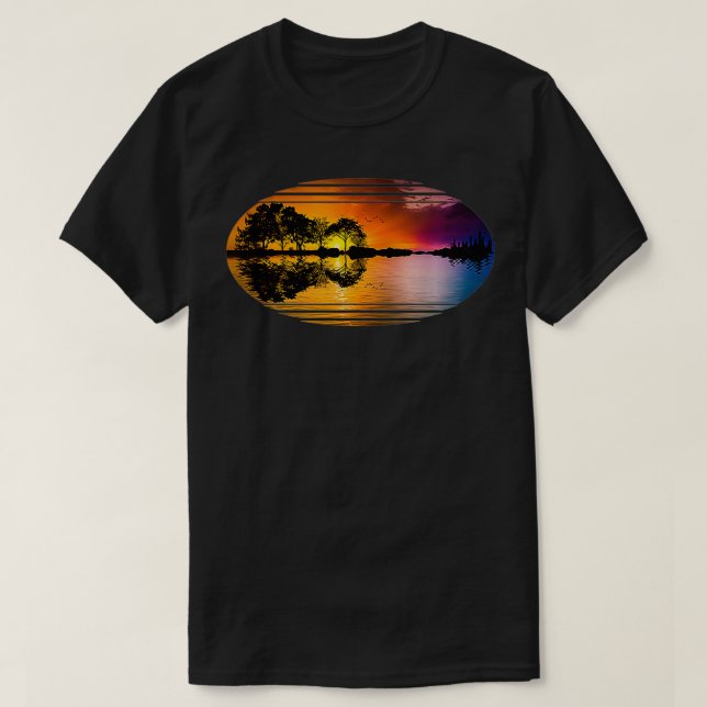 Reflection Speci for Guitar Sunset Himlar Träd Cit T Shirt (Design framsida)
