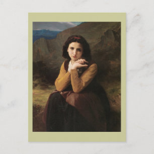 Reflective Beauty (Mignon Pensive) 1869 Bouguereau Vykort