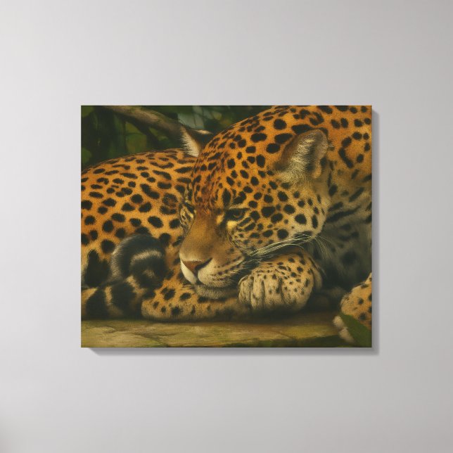 Reflective Jaguar - Serene Wildlife Art-utskrift Canvastryck (Framsida)