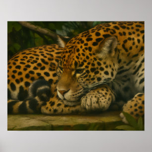 Reflective Jaguar - Serene Wildlife Art-utskrift Poster