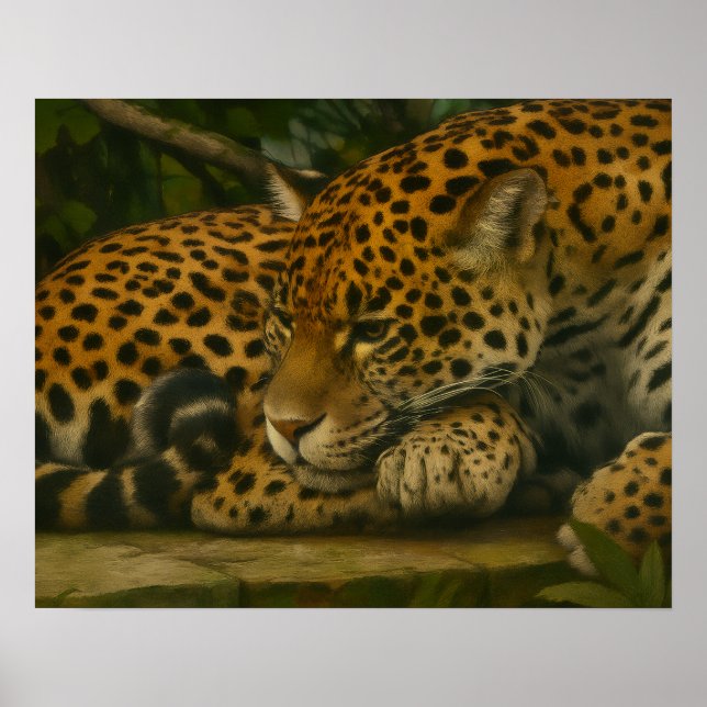 Reflective Jaguar - Serene Wildlife Art-utskrift Poster (Framsidan)