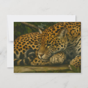 Reflective Jaguar - Serene Wildlife Art-utskrift Vykort