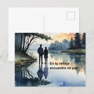 Reflejos en el Agua: Ilustración Minimalista en Ac Helg Vykort