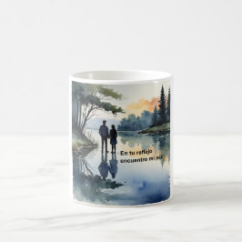 Reflejos en el Agua: Ilustración Minimalista en Ac Kaffemugg