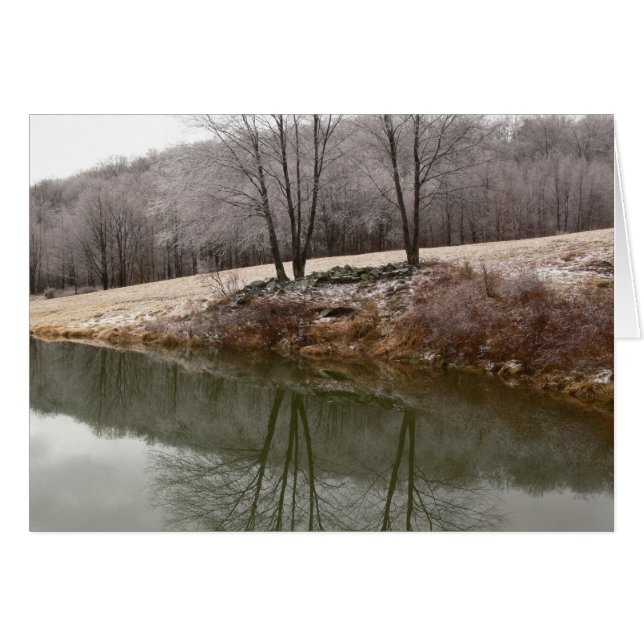 Reflekterade vinterträd hälsningskort (Framsidan Horizontal)