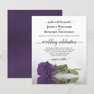Reflekterande Amethyst Ro BUDGET bröllopsinbjudan