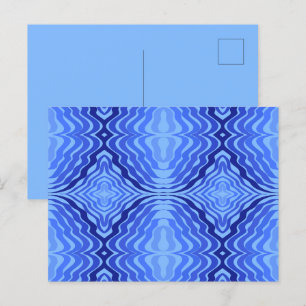 Reflekterande Blå Vågor Modern Abstrakt Design Kon Vykort