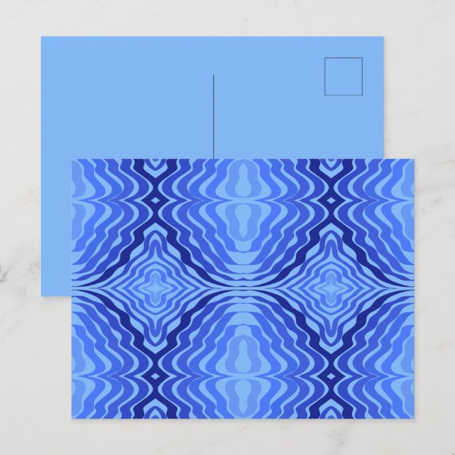 Reflekterande Blå Vågor Modern Abstrakt Design Kon Vykort (Fram/baksida)