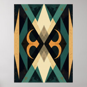 Reflekterande diamant halvmåne abstrakt modern kon poster