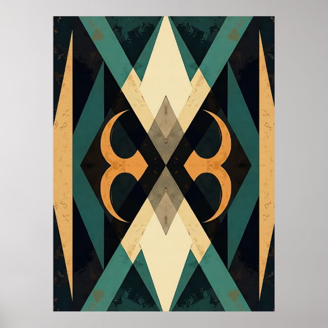 Reflekterande diamant halvmåne abstrakt modern kon poster (Framsidan)
