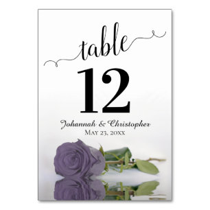 Reflekterande Dusty Lila Lilac Ro Elegant bröllop Bordsnummer