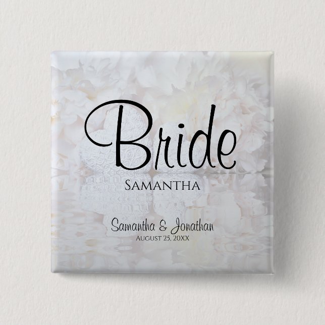 Reflekterande Elegant av vita örter och ponnyer Knapp (Framsida)