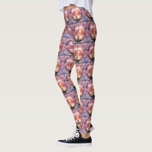 "Reflekterande fjäll: Glasäpple med Blommar Träd Leggings