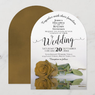 Reflekterande Golden Ochre Ro Elegant bröllop Inbjudningar