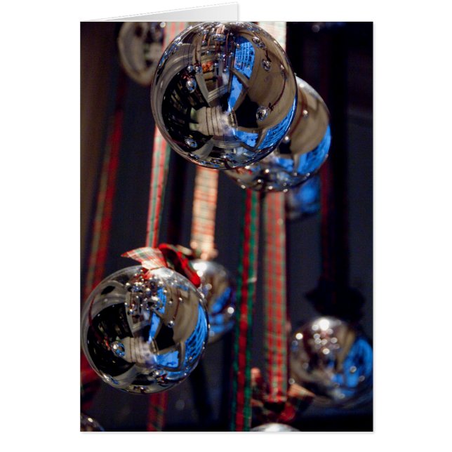 Reflekterande julprydnader i Silver Hälsningskort (Framsidan)