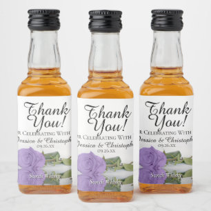 Reflekterande Lavender Ro Bröllop Tack Mini Spritflaskor Etikett