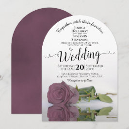Reflekterande Mauve Rosa ros Elegant bröllop Inbjudningar