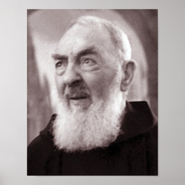 Reflekterande Padre Pio. Poster (Framsidan)