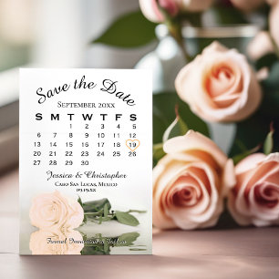 Reflekterande Peach Ro Elegant bröllop-kalender Spara Datumet