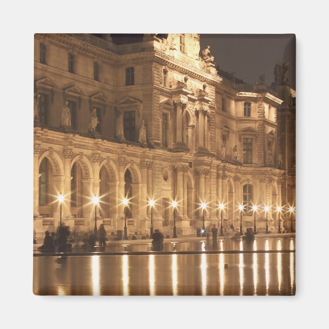 Reflekterande pool vid Louvren, Paris, Frankrike Magnet (Framsidan)