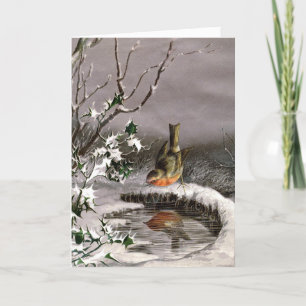 Reflekterande Robin Victorian-julkort Kort
