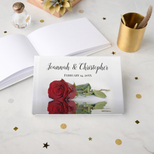 Reflekterande Röd ros Romantic Bröllop Gästböcker