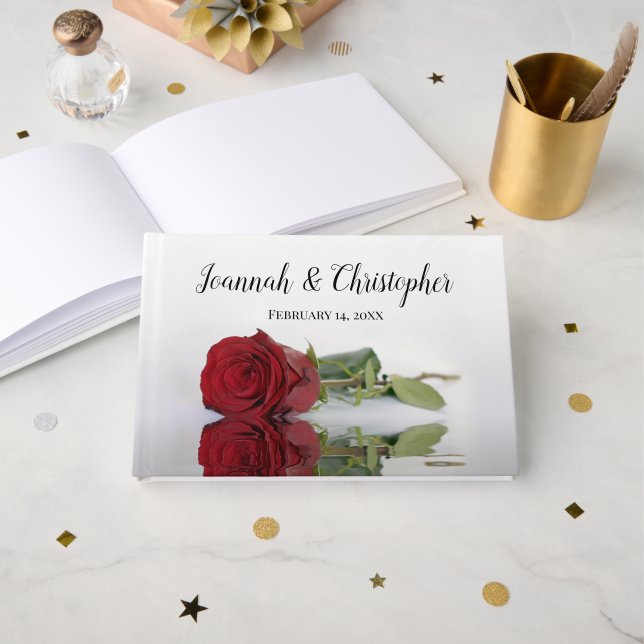 Reflekterande Röd ros Romantic Bröllop Gästböcker (Framsida öppen)