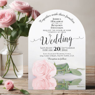 Reflekterande  Rosa ros Elegant Arch Bröllop Inbjudningar