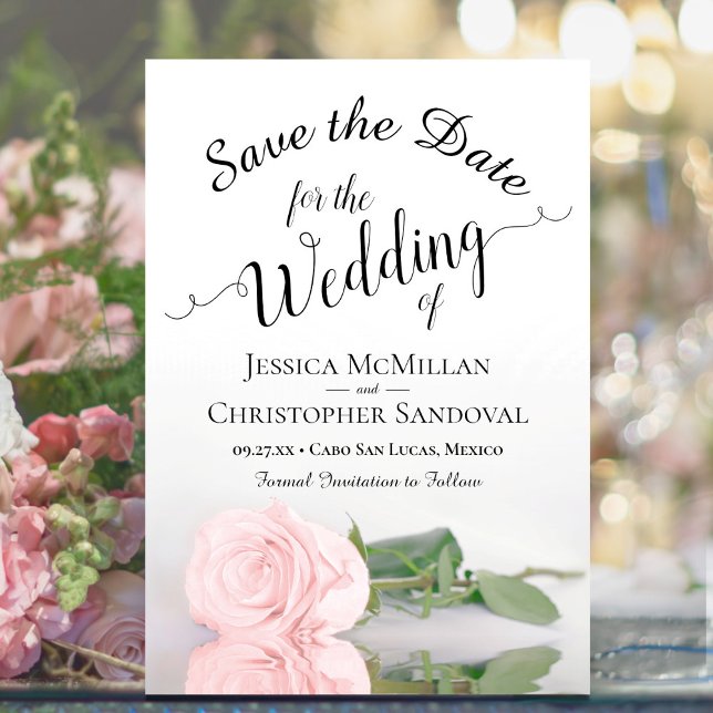 Reflekterande  Rosa ros Romantiska Bröllop Spara Datumet (Skapare uppladdad)