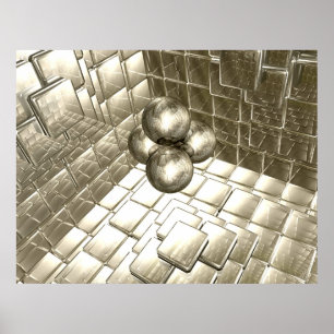 Reflekterande rum i guld poster