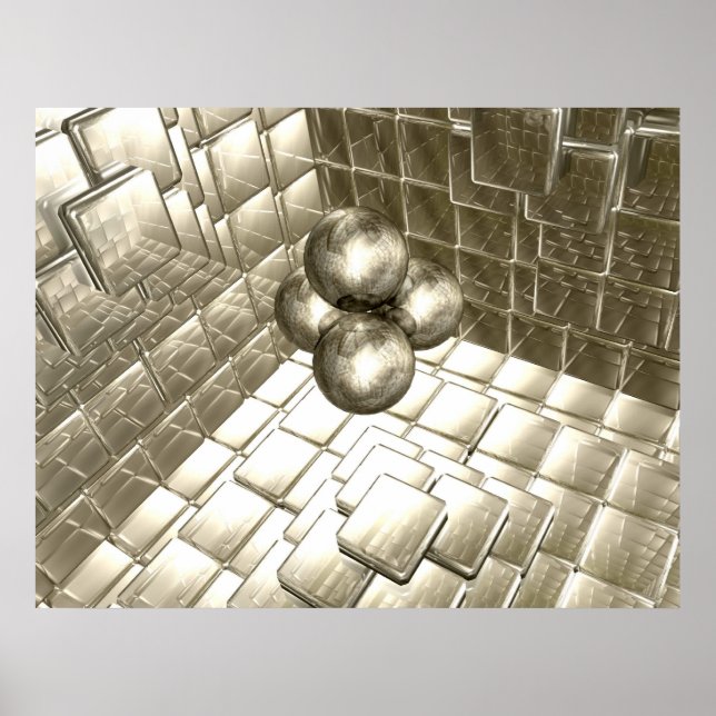 Reflekterande rum i guld poster (Framsidan)