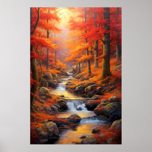 Reflekterande solstråle Fall Maple Forest Fine Art Poster