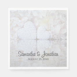 Reflekterande vita örter och ponnyer Elegant bröll Pappersservett