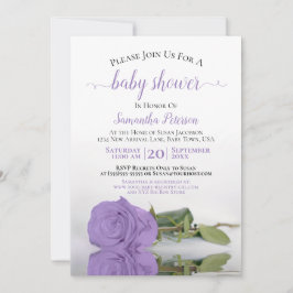 Reflekterar Lavender Ro Elegant Baby Shower Inbjudningar