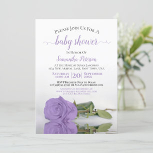 Reflekterar Lavender Ro Elegant Baby Shower Inbjudningar