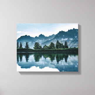Reflektion av bergsskogar canvastryck