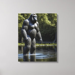 Reflektion av Bigfoot i Vatten Canvastryck