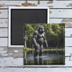Reflektion av Bigfoot i Vatten Magnet