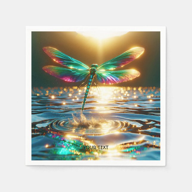 Reflektion av Fantasy Cute Dragonfly Vatten Pappersservett (Framsidan)